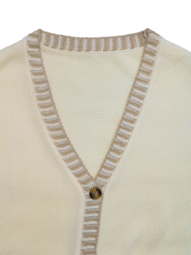Color-Block V-Neck Sleeveless Knit Vest Women N6H305