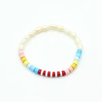Load image into Gallery viewer, Rainbow Bamboo Pearl Enamel Beads Alloy Bracelet  S5P033