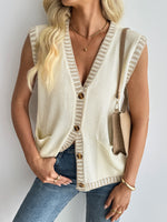 Load image into Gallery viewer, Color-Block V-Neck Sleeveless Knit Vest Women N6H305