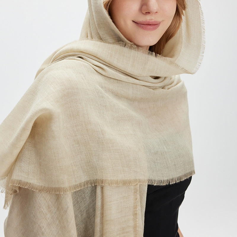 Lightweight Solid Raw Edge Shawl Scarf Women Travel N6H246