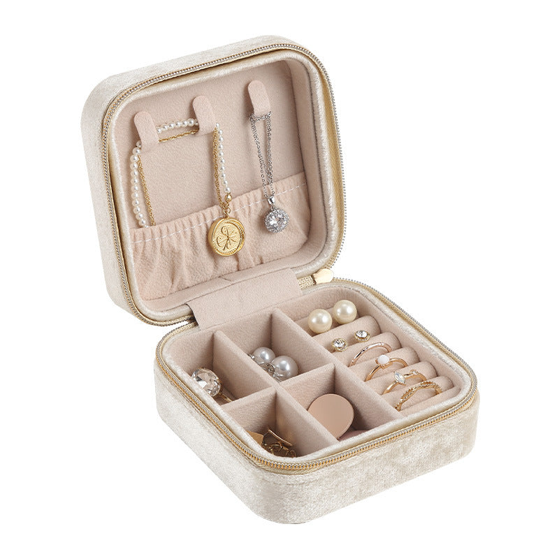 Velvet Lined Compact Jewelry Case PU Leather S5P455