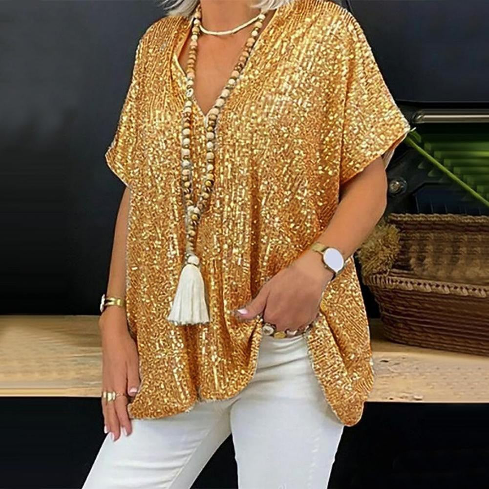 Womens Urban Sparkle V Neck Top Multi N25A058