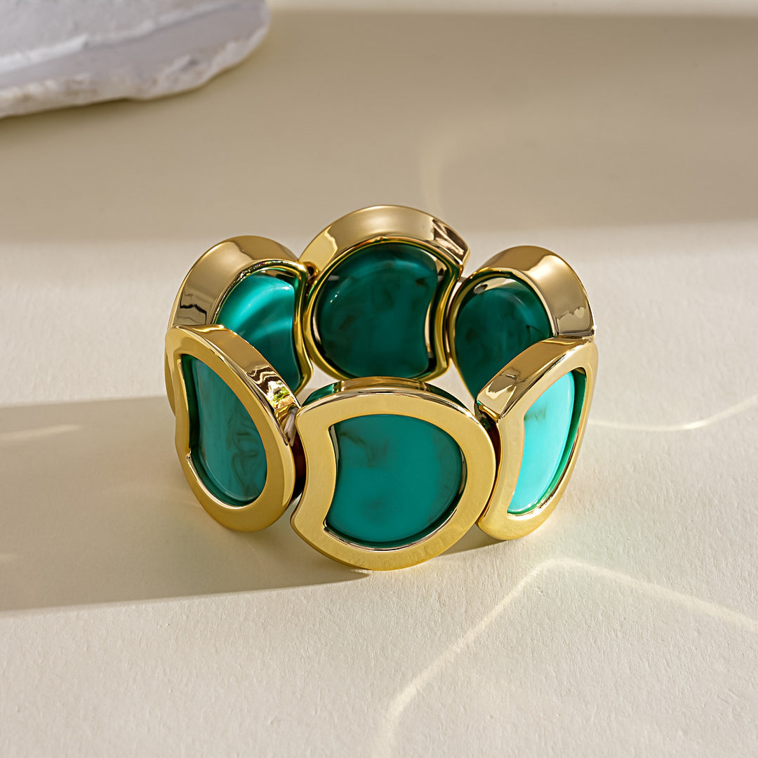 Vintage Acrylic Ombré Geometric Segment Bangle Women N6H082