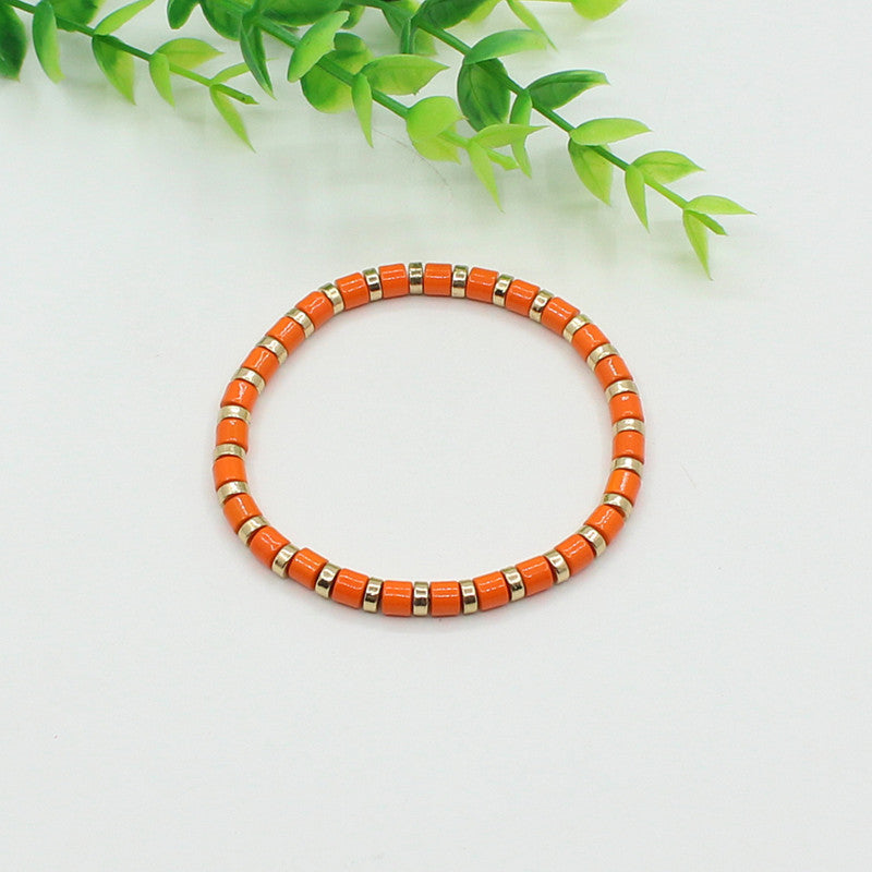 Tube Bead Chain Alloy Vitreous Enamel Rainbow S5P267