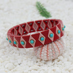Load image into Gallery viewer, Evil Eye Enamel Bracelet Elastic  Boho Stove Enameled S5P048