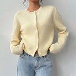 Load image into Gallery viewer, Cropped Cardigan Long Lightweight Yellow N5Z695
