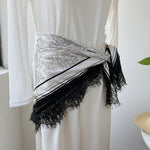 Load image into Gallery viewer, Vintage Lace Trim Satin Square Scarf 70cm Women N6H121