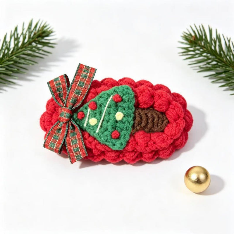 Womens Christmas Tree Knit Hair Clip N6K290