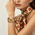 Load image into Gallery viewer, Vintage Floral Scarf 18K Ti Steel Hollow Bangle N6F279