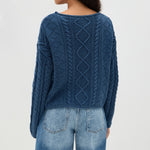 Load image into Gallery viewer, Cable Crew Sweater Lightweight Navy N5Z820
