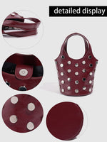 Load image into Gallery viewer, Tortoise Print Rivet Bucket Bag Women N6C028