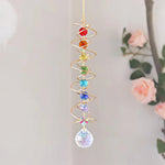 Load image into Gallery viewer, White Crystal Spiral Rotating Sun Catcher Wind Chime N6F294