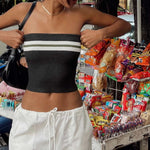 Load image into Gallery viewer, Contrast Stripe Bandeau Knit Bodycon Top N5Z146
