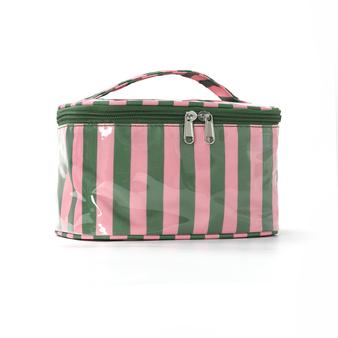 Women's Waterproof Color Block Striped PVC Cosmetic Bag N6J242