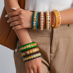 Load image into Gallery viewer, Wood and Marbled Acrylic Beaded Bracelet N6K141