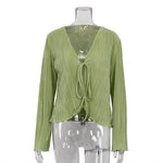Load image into Gallery viewer, Fitted Flare Sleeve Ruffle Blouse Women N6D091