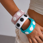 Load image into Gallery viewer, Dopamine Resin Round Polka Dot Bangle Women N6H079