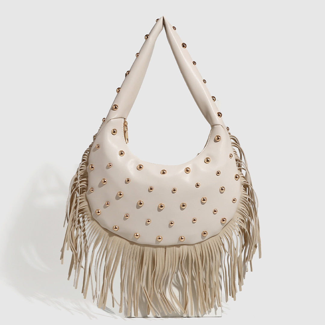 Edgy Fringe Accent Shoulder Bag  S5P465