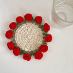 Load image into Gallery viewer, Handmade Rose Bouquet Coaster Crochet Cotton Round N6G049