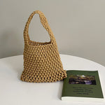Load image into Gallery viewer, Crochet Cotton Rope Wristlet Beach Bag Inner Pocket N6E123