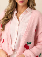 Load image into Gallery viewer, Cherry Cardigan Long Lightweight Pink N5Z694
