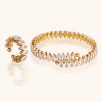 Load image into Gallery viewer, Adjustable Ring Bangle Set Steel Prong-Set Crystals S5P128
