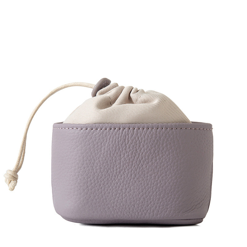 Women's Top-Grain Leather Drawstring Coin Purse N6J237