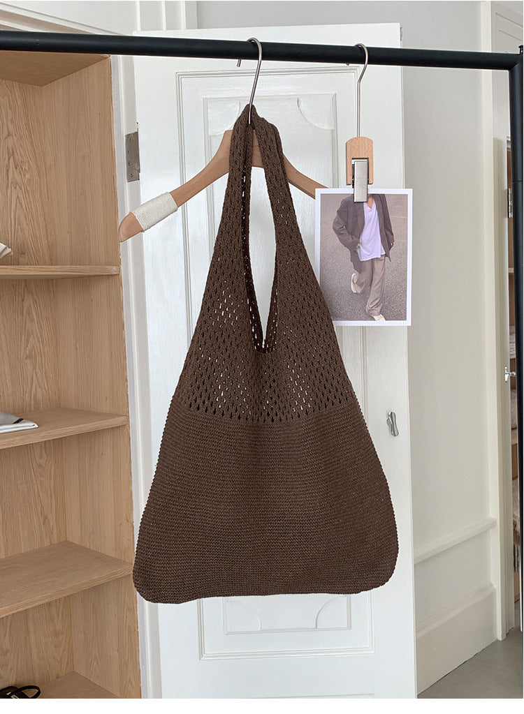 Retro Knit Large Capacity Tote Bag Women N6C057