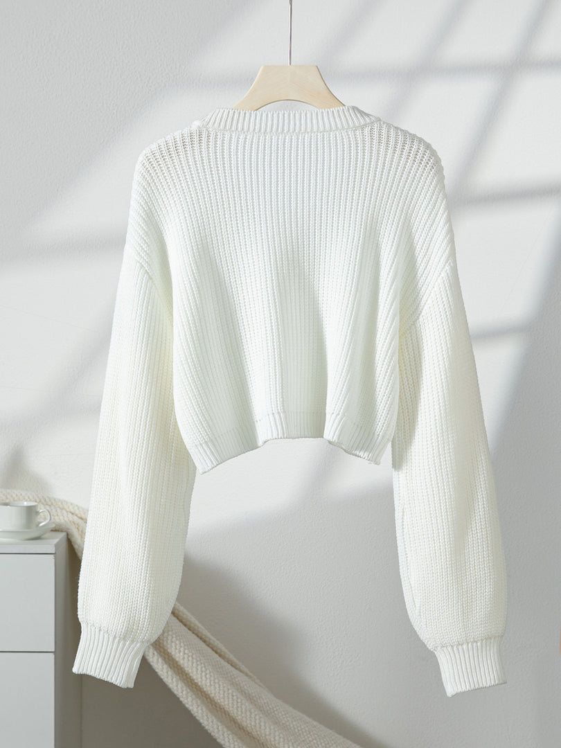 Solid Acrylic Knit Short Cardigan Women N6G261