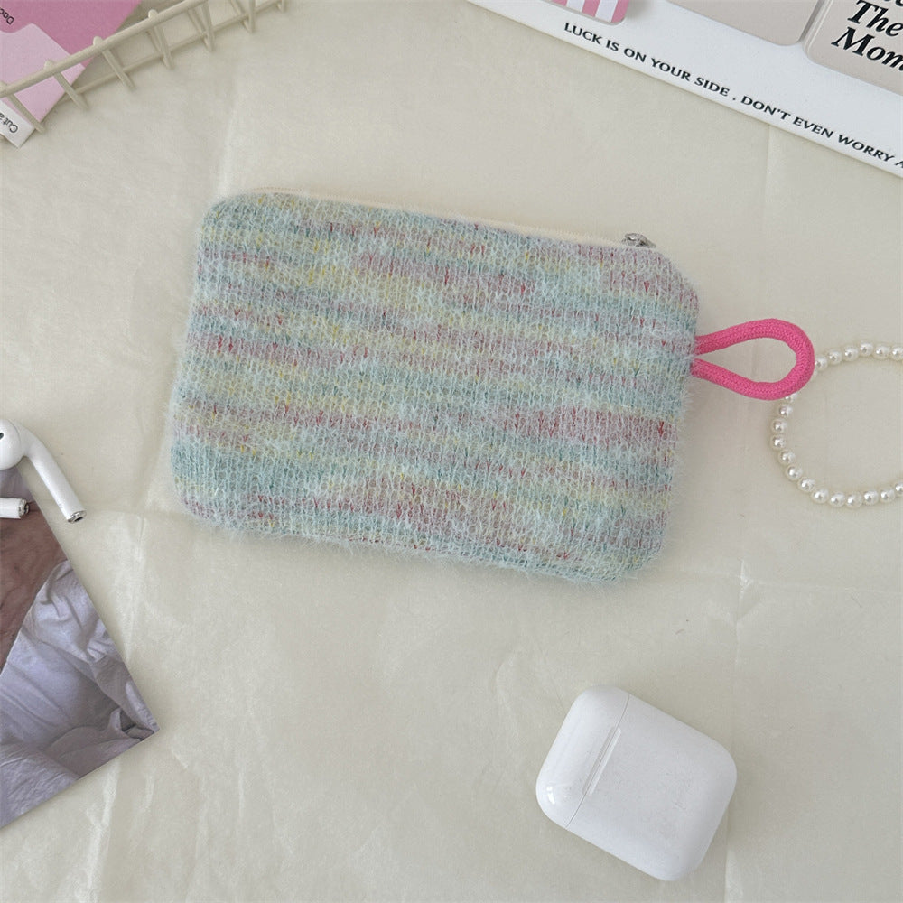 Plush Heart Coin Purse Makeup Bag Key Wallet S5P869