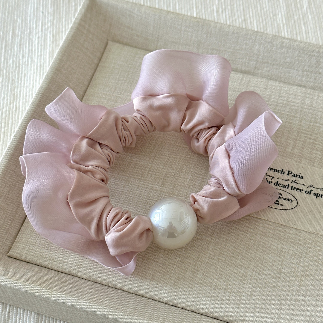 Polka Dot Pearl Mini Scrunchie High Elasticity Women N6H187