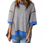 Load image into Gallery viewer, StripeContrast MidSleeve Sweater Lightweight N5A159
