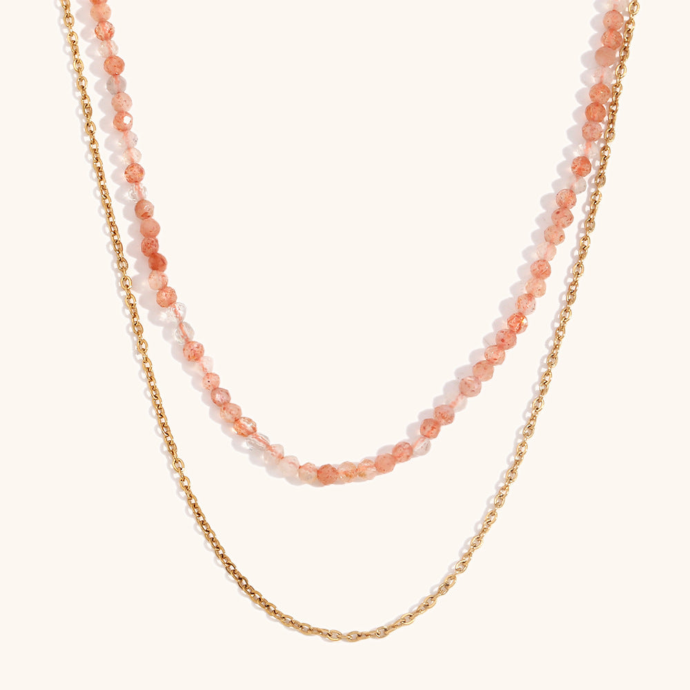 Twin Layer O Chain Necklace Steel Gold Plated S5P232