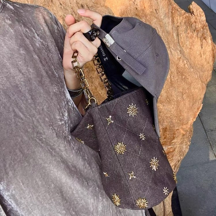 Beaded Embroidered Bucket Bag New Chinese Style N6F179