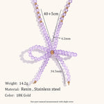 Load image into Gallery viewer, Crystal Bow Necklace Steel Gold Plated Delicate S5P231
