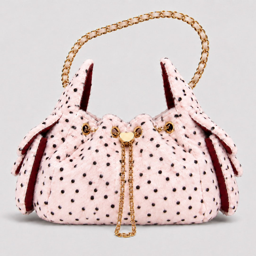 Women's Plush Leopard Print Chain Bucket Bag N6J115