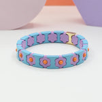 Load image into Gallery viewer, Bohemian Floral Cuff Enamel Steel Elastic DIY Plated S5P085
