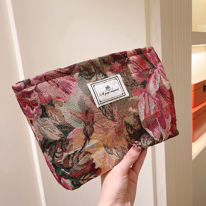 Vintage Floral Jacquard Cosmetic Bag N6K111