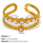 Load image into Gallery viewer, Celestial Leaf Ring Titanium Steel Pearl Crystal S5P047
