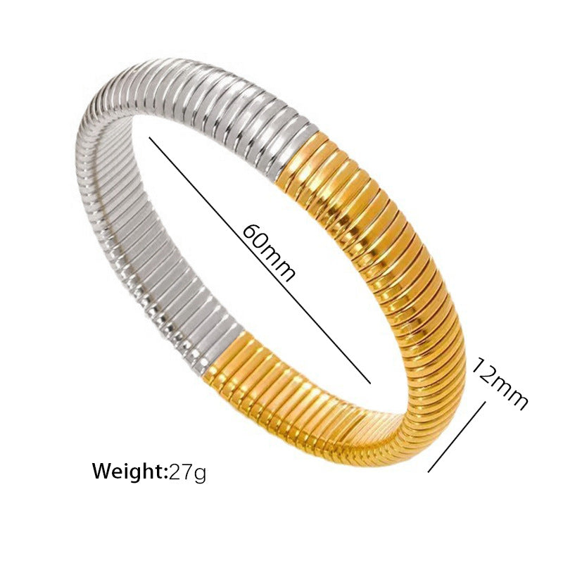 Vintage Titanium Steel Wide Cuff Elastic Snake Chain S5P254