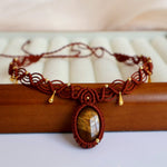 Load image into Gallery viewer, Tiger Eye Braided Necklace Handknit Stone S5P201