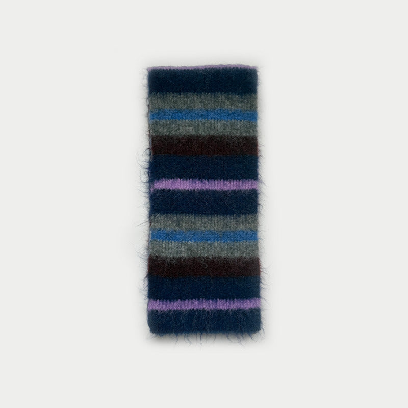 Womens Wool Blend Colorful Striped Knit Scarf N6K239
