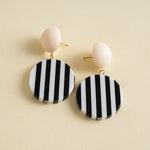 Load image into Gallery viewer, Womens Contrast Striped Round Resin Stud Earrings N6K167