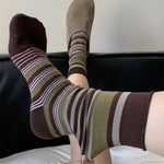 Load image into Gallery viewer, Contrast Stripe Double-Knit Cotton Socks M5A062