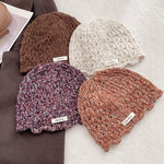 Load image into Gallery viewer, 100% Wool Crochet Lace Hollow Knit Beanie Women N6H219