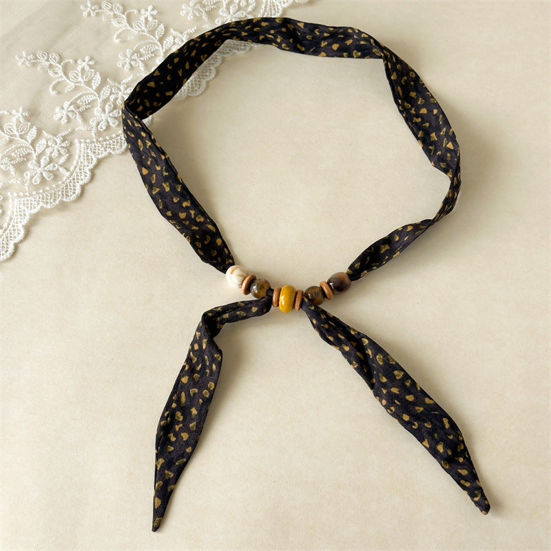 Retro Paisley Beaded Scarf Choker Necklace Women N6D006