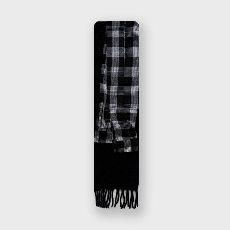 Plaid Sleeve Patchwork Wool Blend Scarf  M5A107