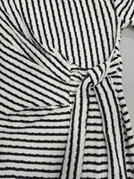 Load image into Gallery viewer, Black White Stripe Twist Knot Side Slit Bodycon Dress N6D208