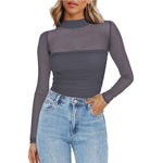 Load image into Gallery viewer, Sheer Mesh Mock Neck Tee Delicate Ultra Light N5Z315