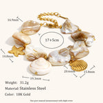 Load image into Gallery viewer, Baroque Shell Cuff Steel Gold Plated Coastal Motif  S5P222
